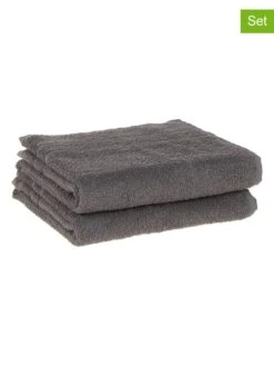 2er-Set: Handtücher In Anthrazit - (L)100 X (B)50 Cm