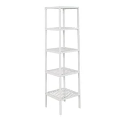 Bambusregal, 5 Ablagen, Weiß
