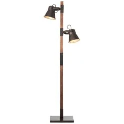 BRILLIANT Standleuchte, 2-flammig Plow 153,5x51x30 Cm In Schwarz Stahl/holz
