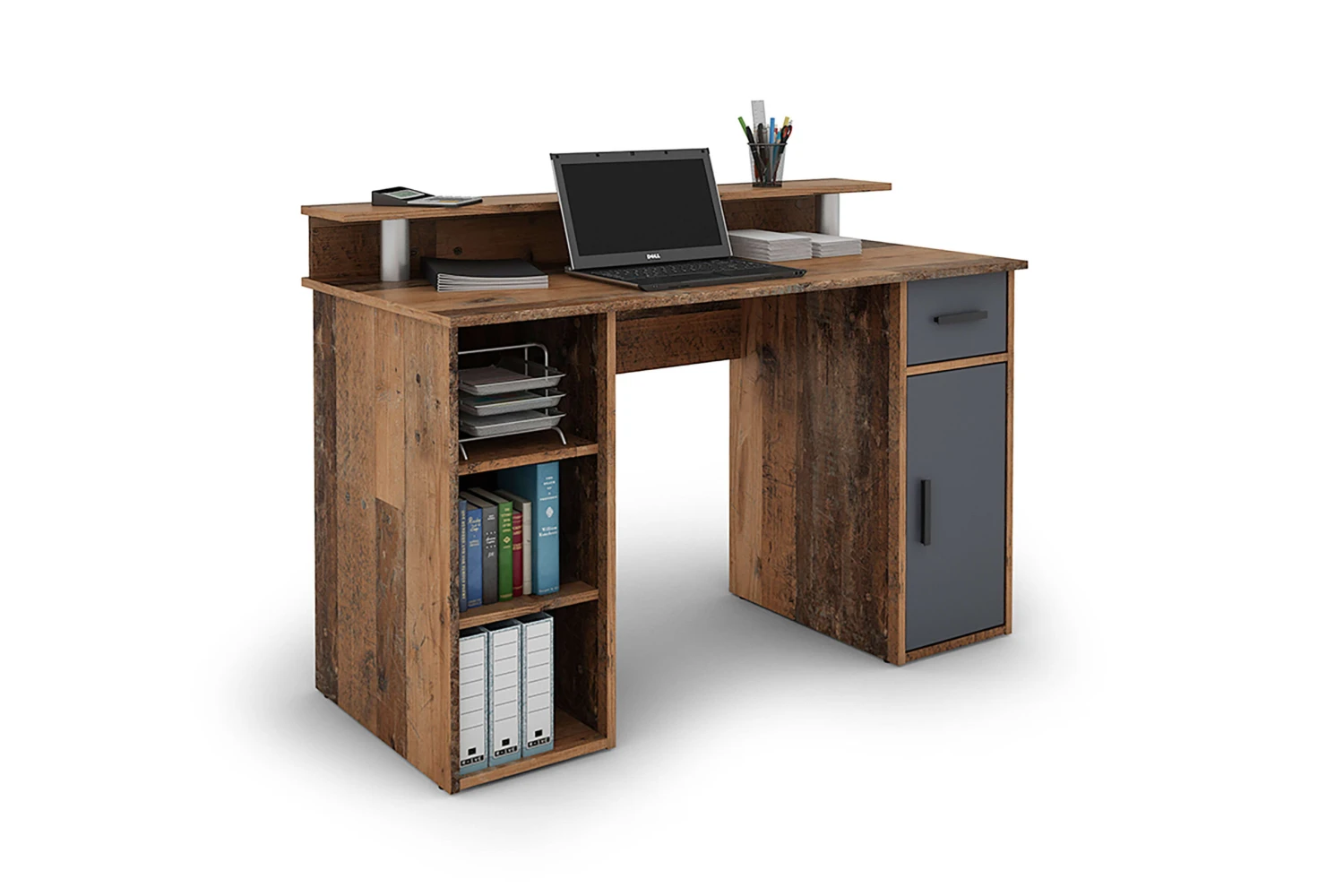 Schreibtisch Diego In Old Wood / Anthrazit - (B) 120 X (H) 88 X (T) 55 Cm – Bild 4