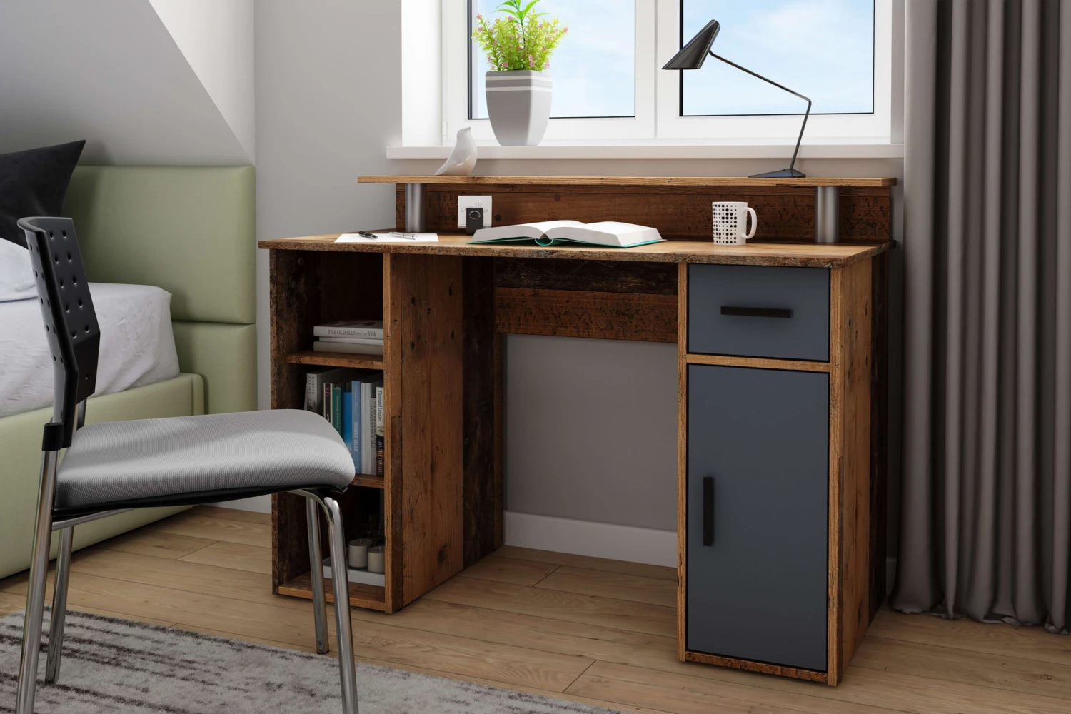 Schreibtisch Diego In Old Wood / Anthrazit - (B) 120 X (H) 88 X (T) 55 Cm – Bild 6