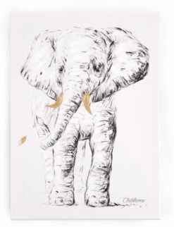 Childhome Ölgemälde Elefant, Schwarz/weiß, 40x30 Cm