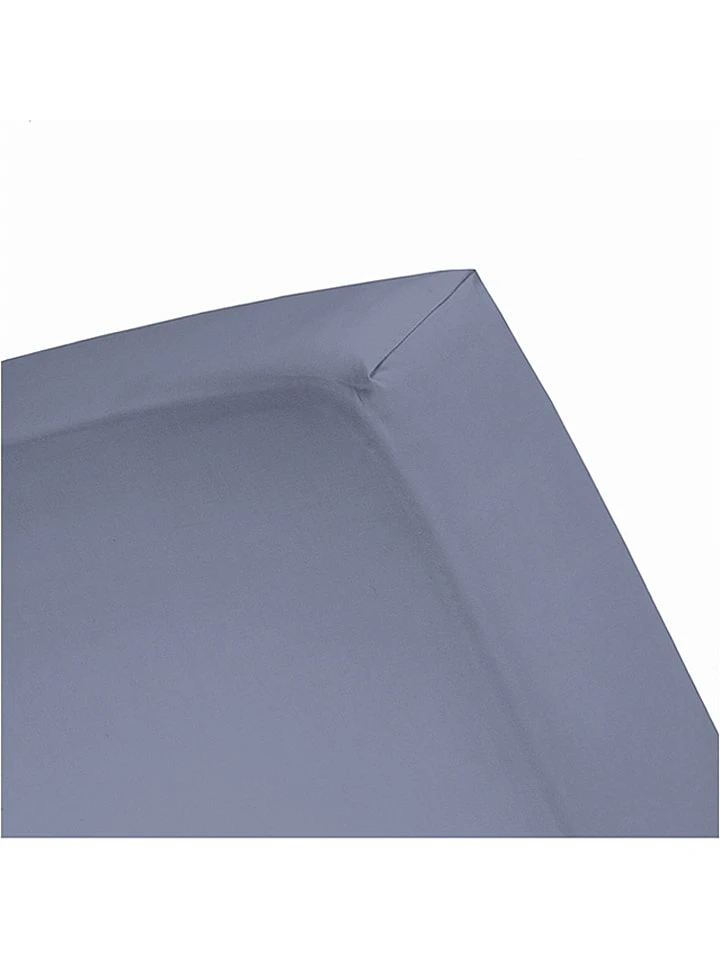 Jersey-Spannbettlaken "Double" In Blaugrau