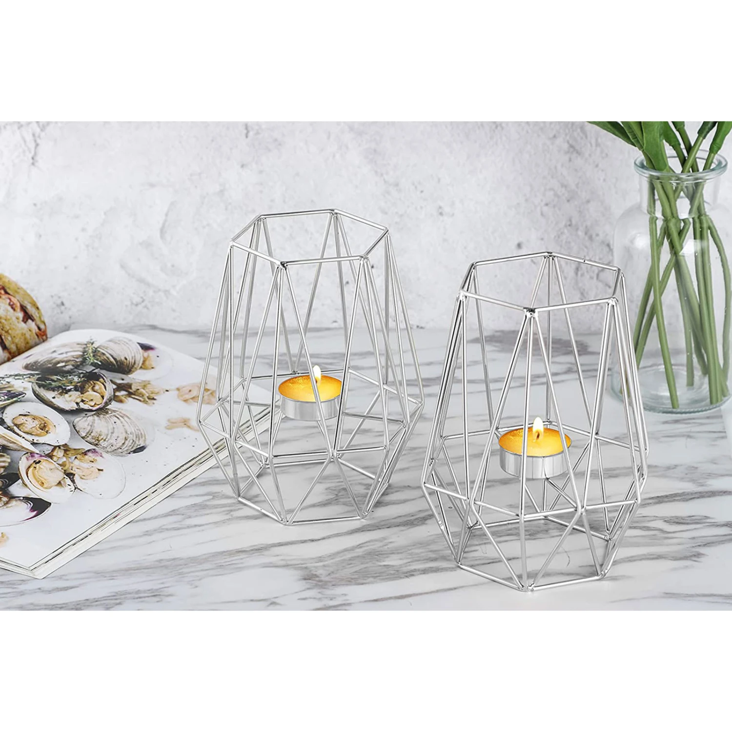 2 Er-Set Teelicht-/ Kerzenhalter Vintage Big In Silber – Bild 2