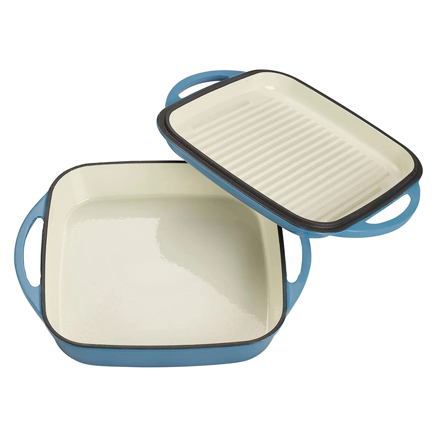 2 Tlg. Set Gusseisen Bräter Mit Deckel 1.5 L In Hellblau – Bild 6