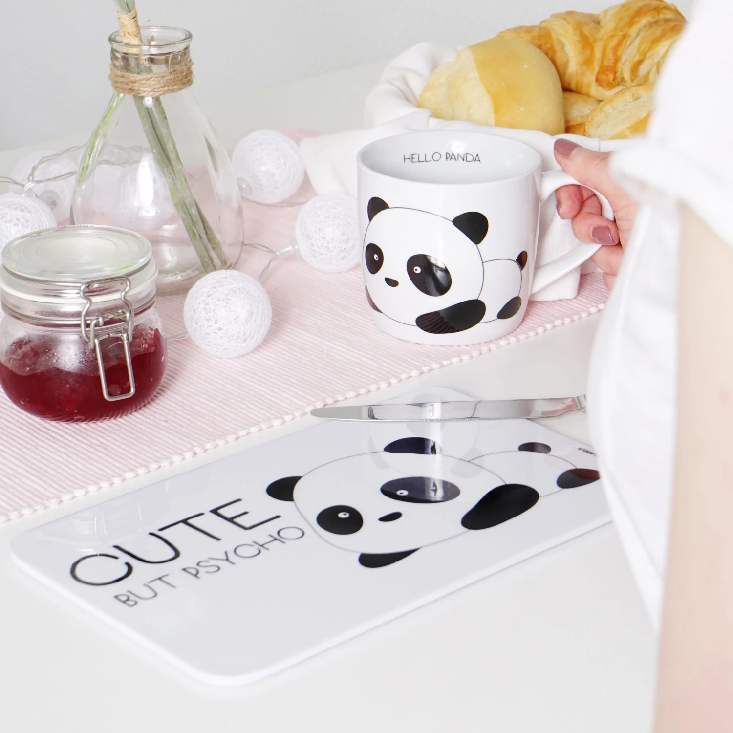 Frühstücksbrettchen Panda Cute In Weiß - 23,5 X 14,5 Cm – Bild 2