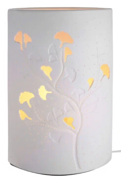 Tischleuchte "Ginkgo" In Weiß - H. 28 Cm - B. 18 Cm