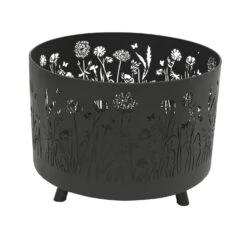 Feuerkorb Blumenwiese Feuerschale H: 40cm In Schwarz