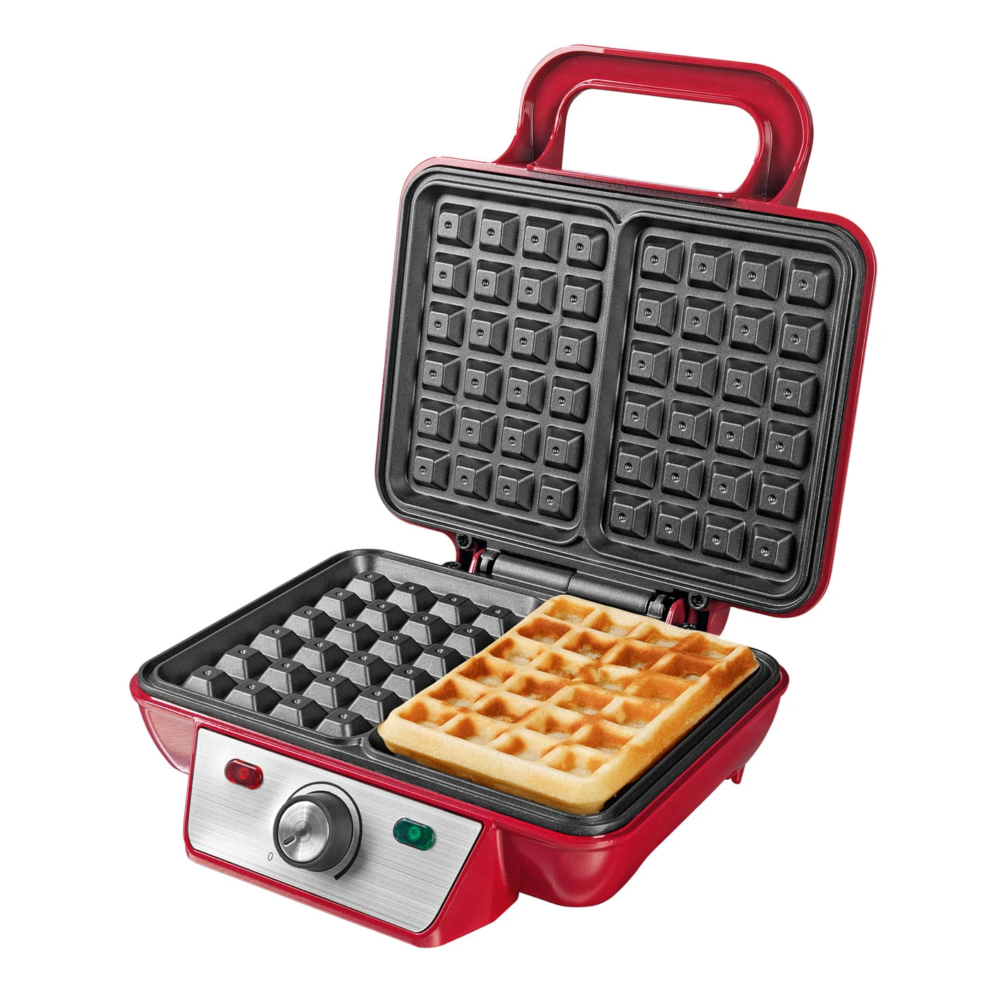 Waffeleisen Belgische Waffeln Edelstahl Rot Cool-Touch-Griff 1000W – Bild 2