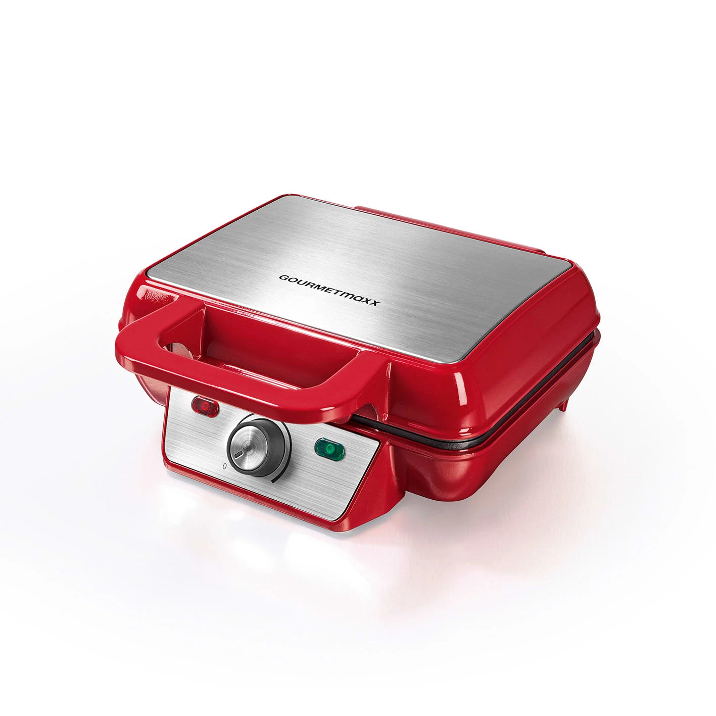 Waffeleisen Belgische Waffeln Edelstahl Rot Cool-Touch-Griff 1000W