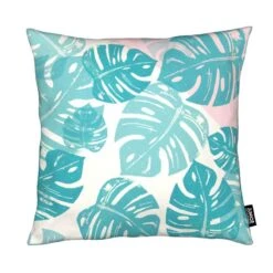 Kissen "Monstera Rosy" In Grün & Rosa