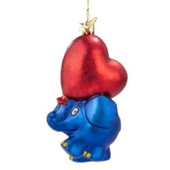 Baumschmuck Glas Der Elefant Mit Herzluftballon In Bunt