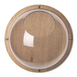 Koziol ORION READY L - Hängedisplay Mit Holzscheibe In Crystal Clear