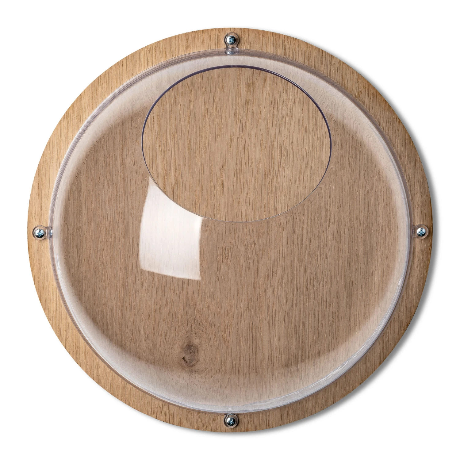 Koziol ORION READY L - Hängedisplay Mit Holzscheibe In Crystal Clear