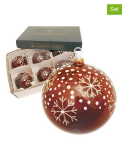 6er-Set: Christbaumkugeln In Braun/ Gold - Ø 8