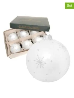 6er-Set: Christbaumkugeln In Weiß - Ø 8