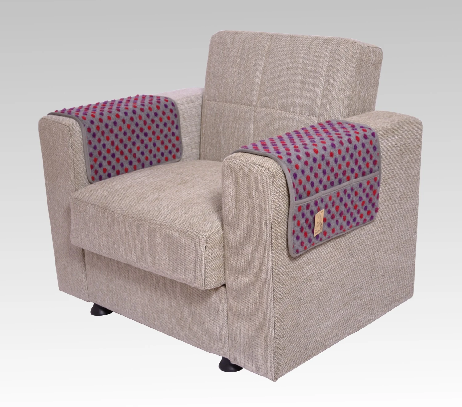 Armlehnenschoner Mit Drei Taschen In Silber