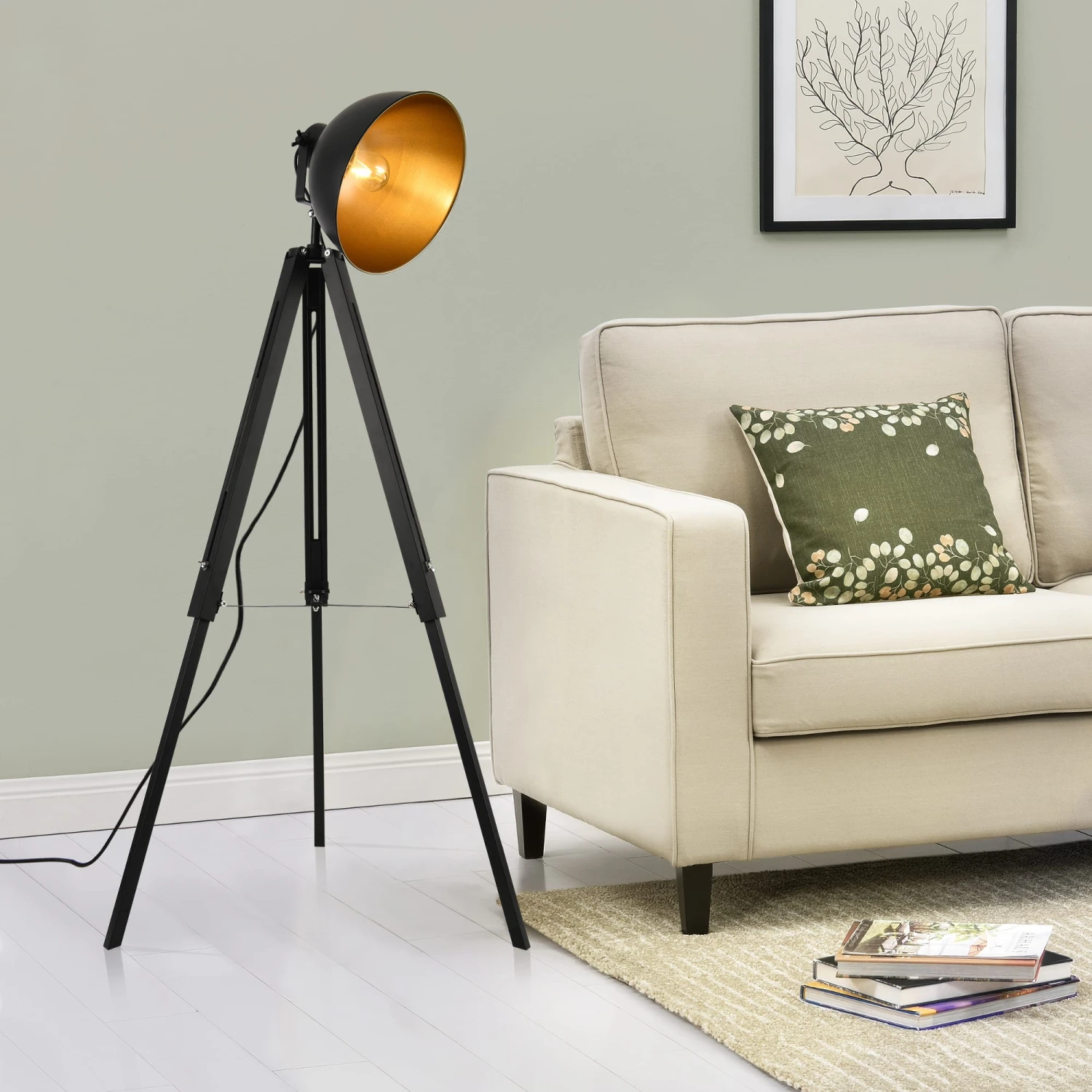 Stehleuchte Passau In Gold Schwarz (H)135cm (B)60cm (T)60cm (D)30cm (L)22cm – Bild 3