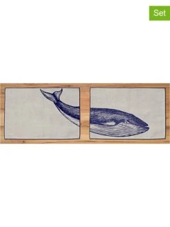 2er-Set: Tischsets "Blue Whale" In Natur/ Blau - (L)45 X (B)30 Cm
