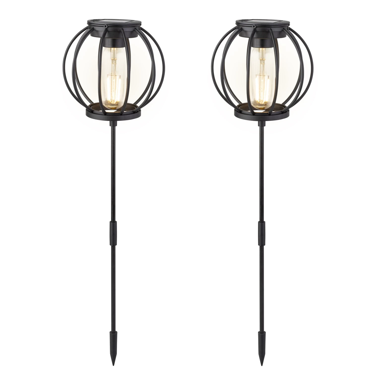 3er Set LED Solar Gartenstecker & Laterne In Schwarz – Bild 4