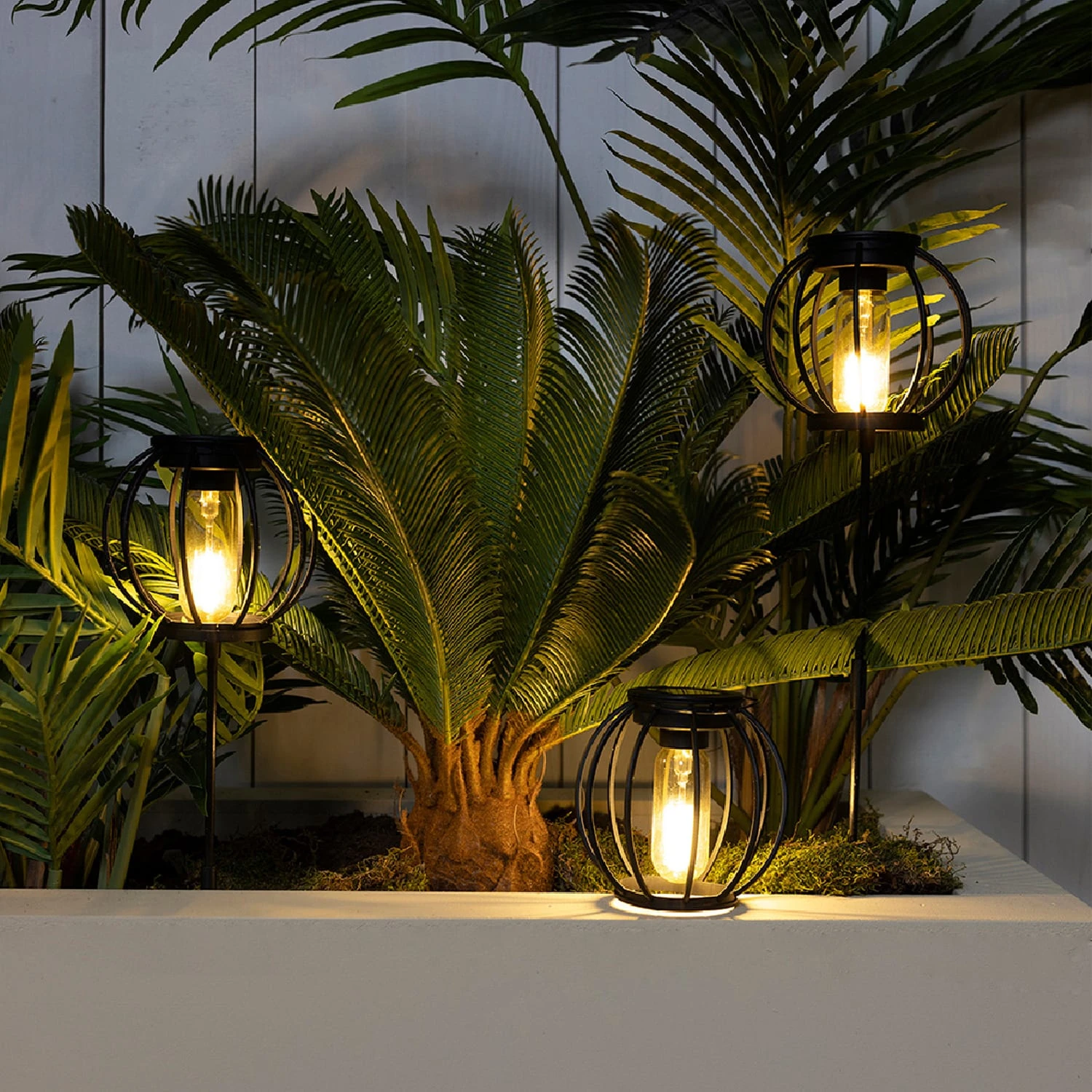 3er Set LED Solar Gartenstecker & Laterne In Schwarz – Bild 6