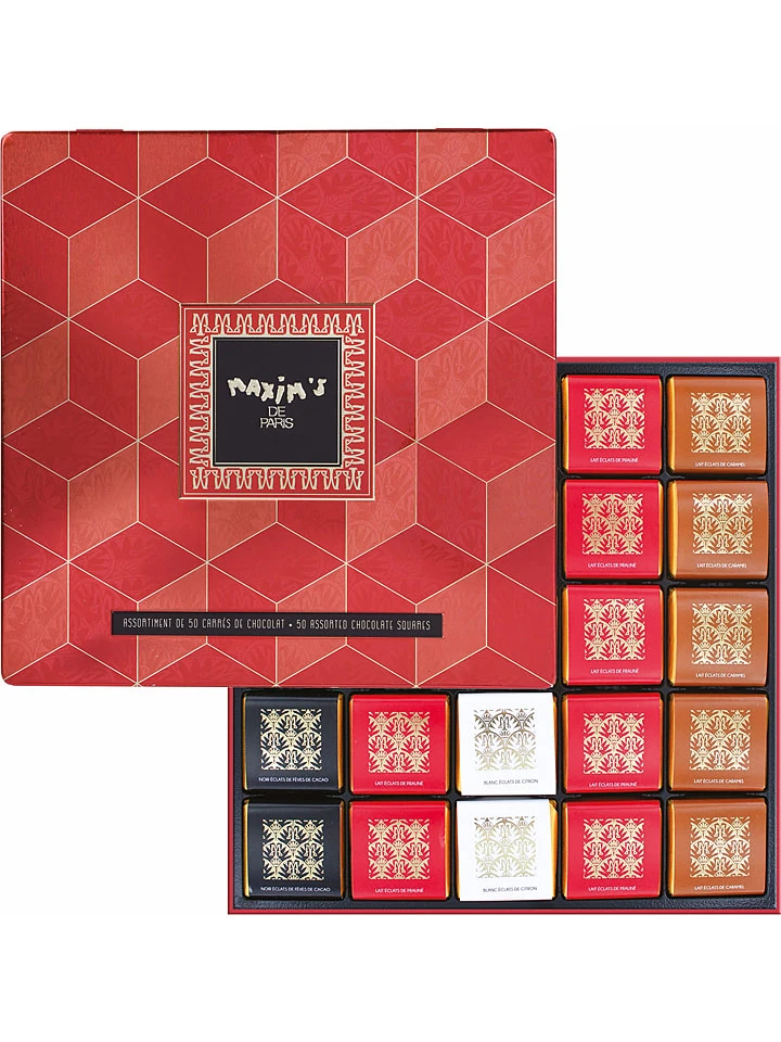 Schokoladenplättchen-Auswahl "Metal Tin-Box Of 50 Chocolate Squares" - 240 G
