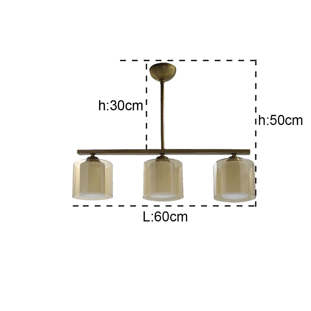 Deckenleuchte Linear 3-flammig Doppelt Verglasung Gold – Bild 5