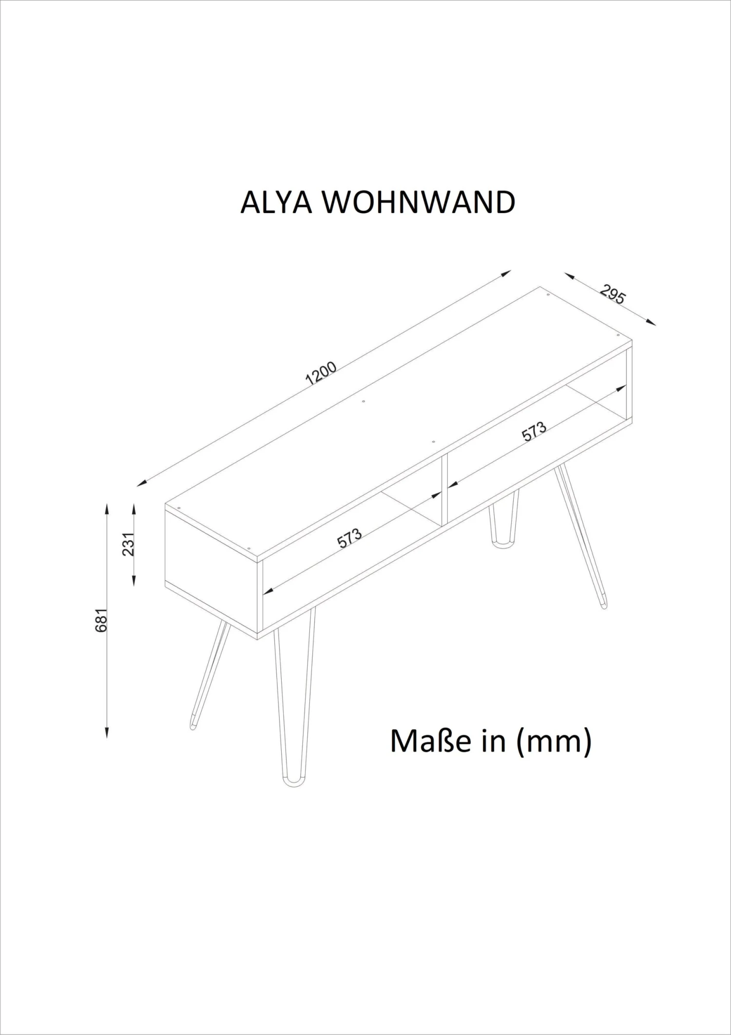 TV Lowboard Alya Mit Metallfüße Marmor Optik – Bild 6