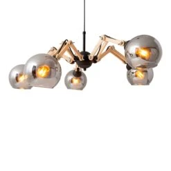 5er Glas-Pendelleuchte "Soito" Ø 80 Cm In Schwarz