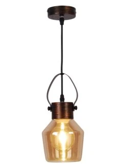 Hängeleuchte "Alex" In Braun/ Gold - (B)14 X (H)128 Cm