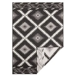 In- & Outdoor Wendeteppich Malibu Schwarz Creme