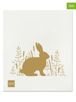 2er-Set: Schwammtücher "Pure Easter" In Creme/ Gold - (B)17 X (H)20 Cm