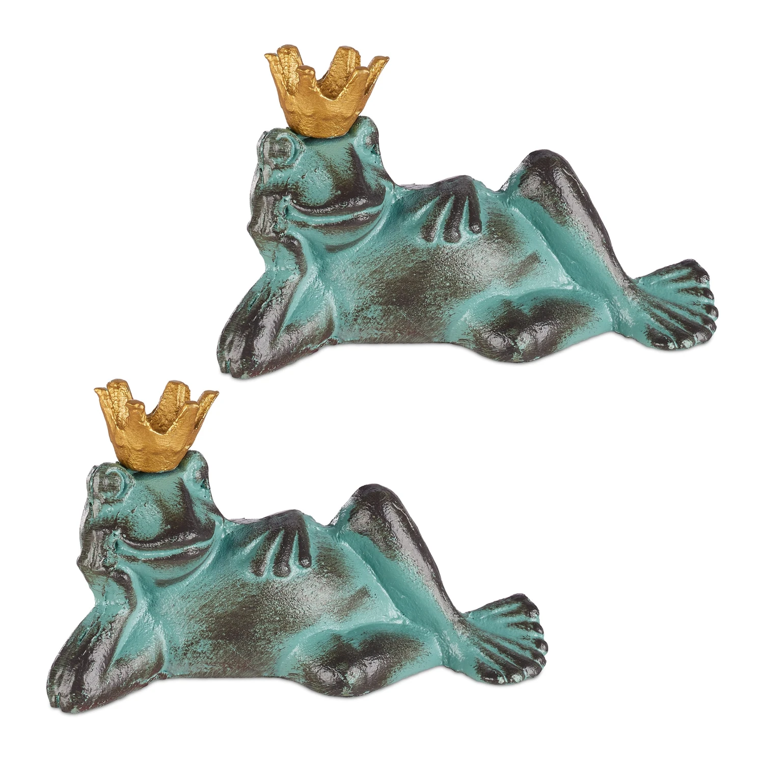2 X Gartenfigur Froschkönig In Grün - Größe L – Bild 8