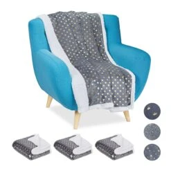 3x Kuscheldecke In Grau/ Weiß - (B)150 X (T)200 Cm