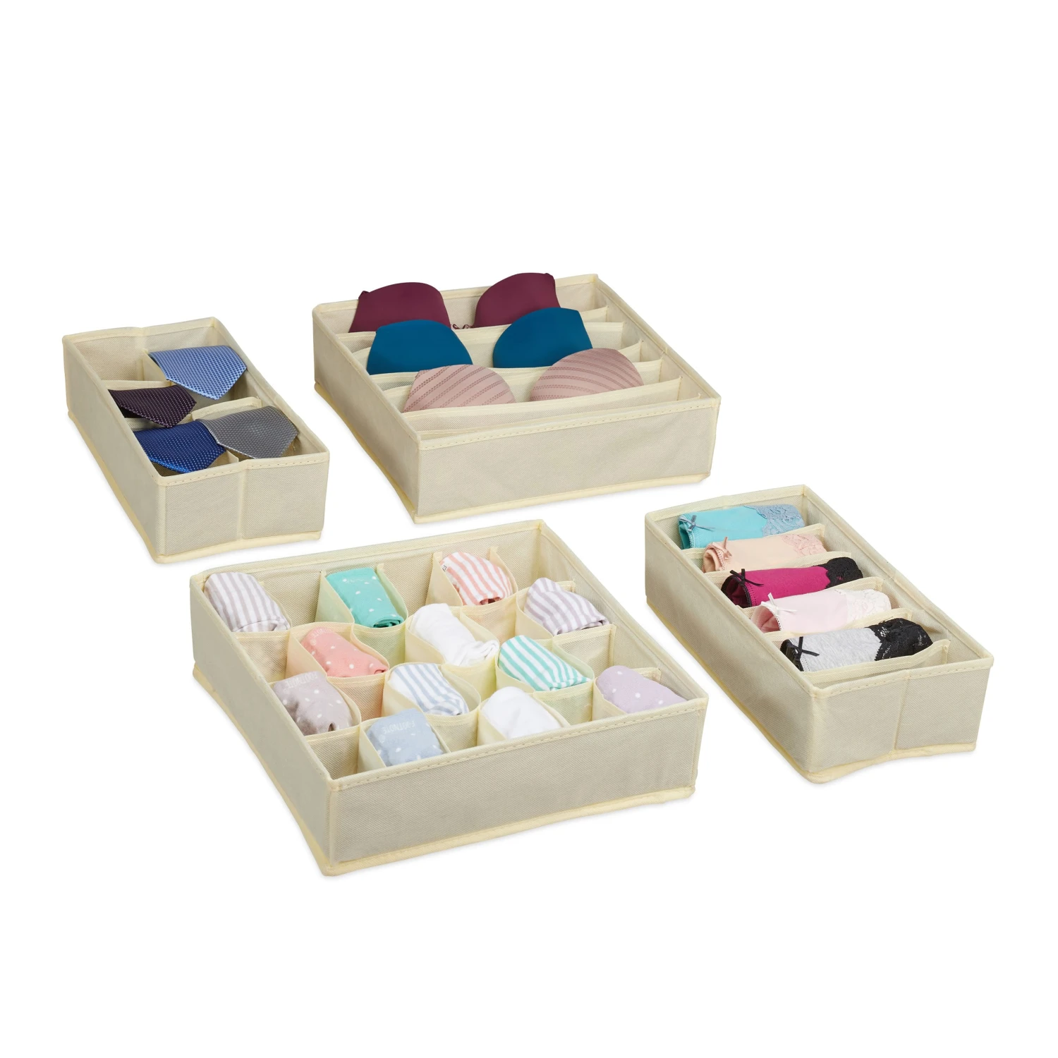 4 Tlg. Unterwäsche Organizer In Beige – Bild 8