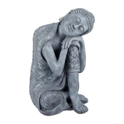 Buddha Figur In Hellgrau - (H)60 Cm