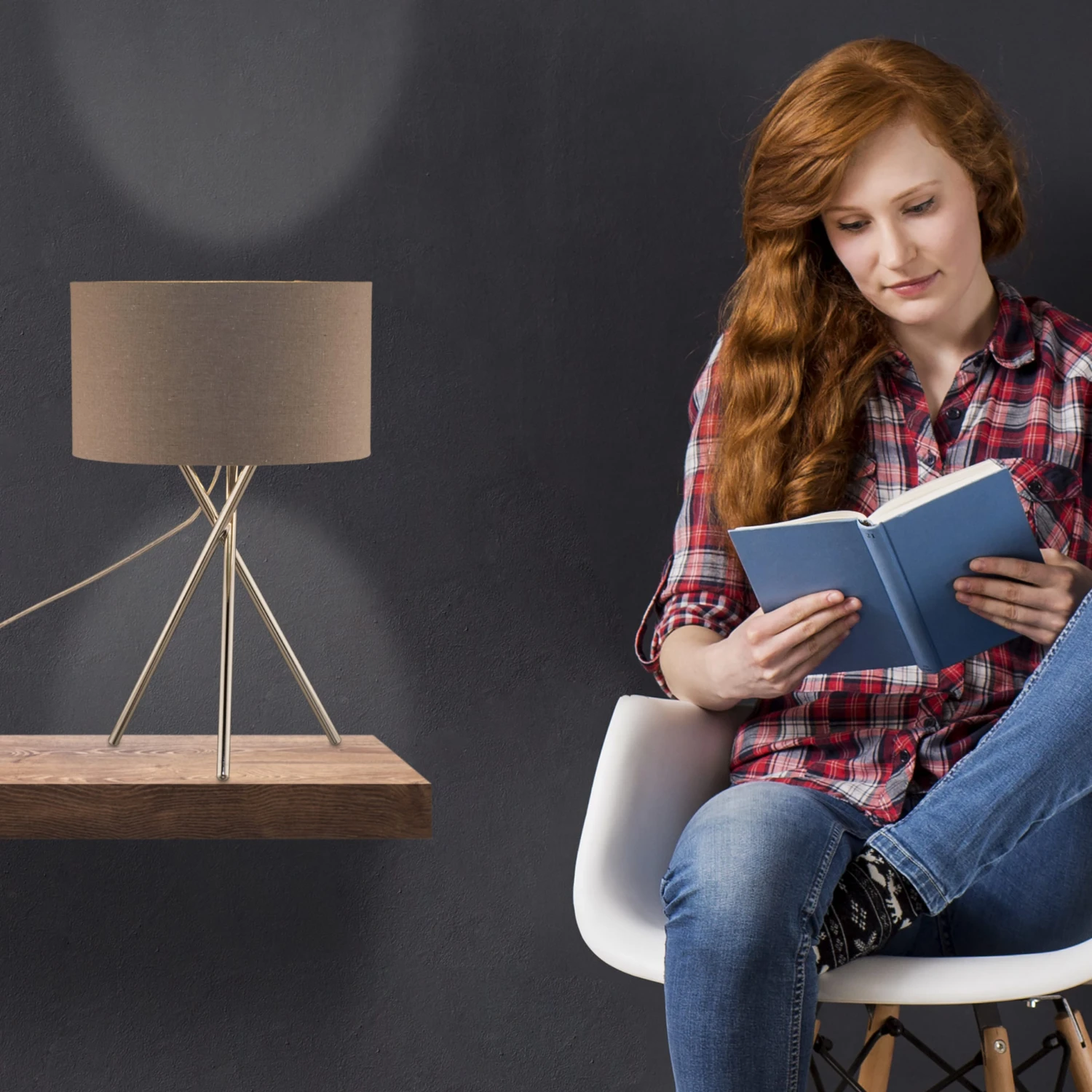 Dreibeinlampe In Grau - (H)46 X Ø29 Cm – Bild 2