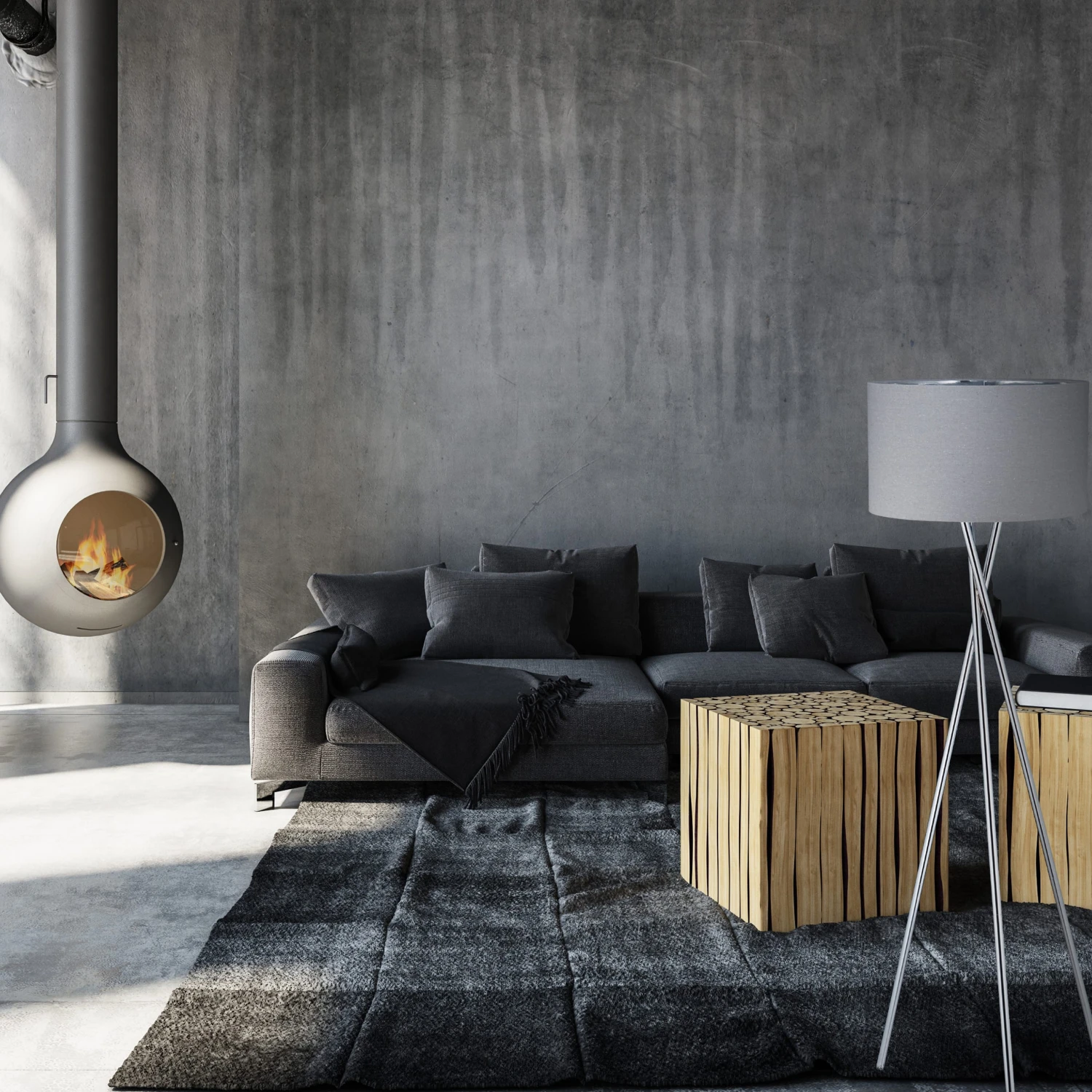 Dreibeinlampe In Grau - (H)46 X Ø29 Cm – Bild 3