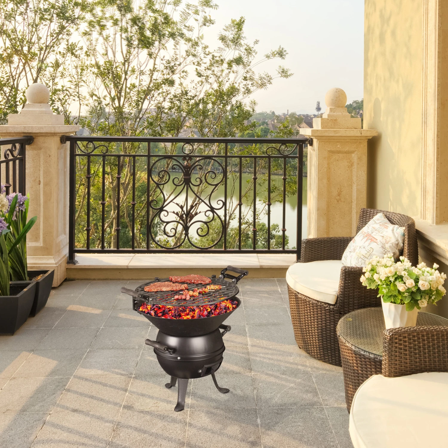 Grillfass In Schwarz - Ø 35 Cm – Bild 2