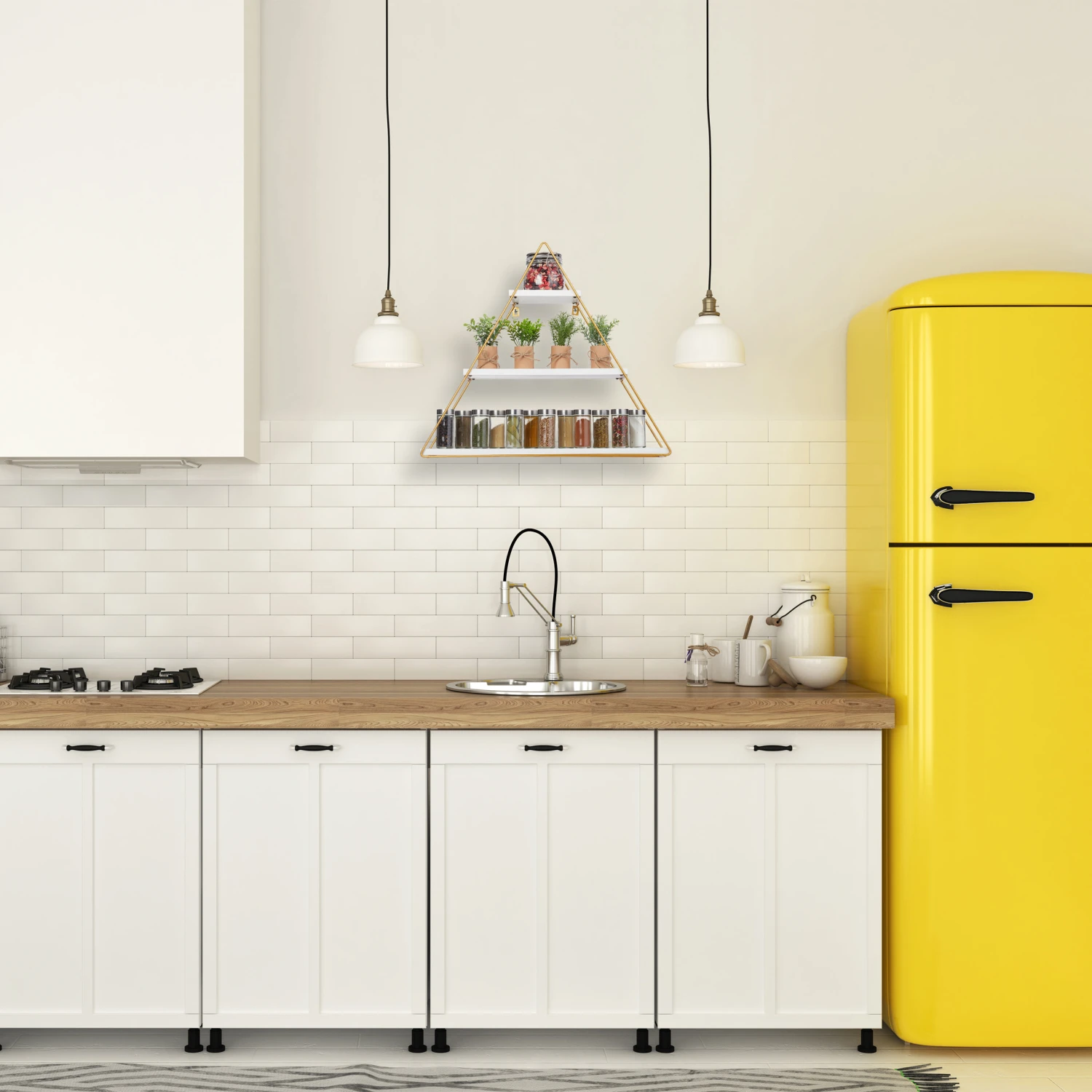 Hängeregal In Weiß/ Gold - (B)62 X (H)54 X (T)15 Cm – Bild 5