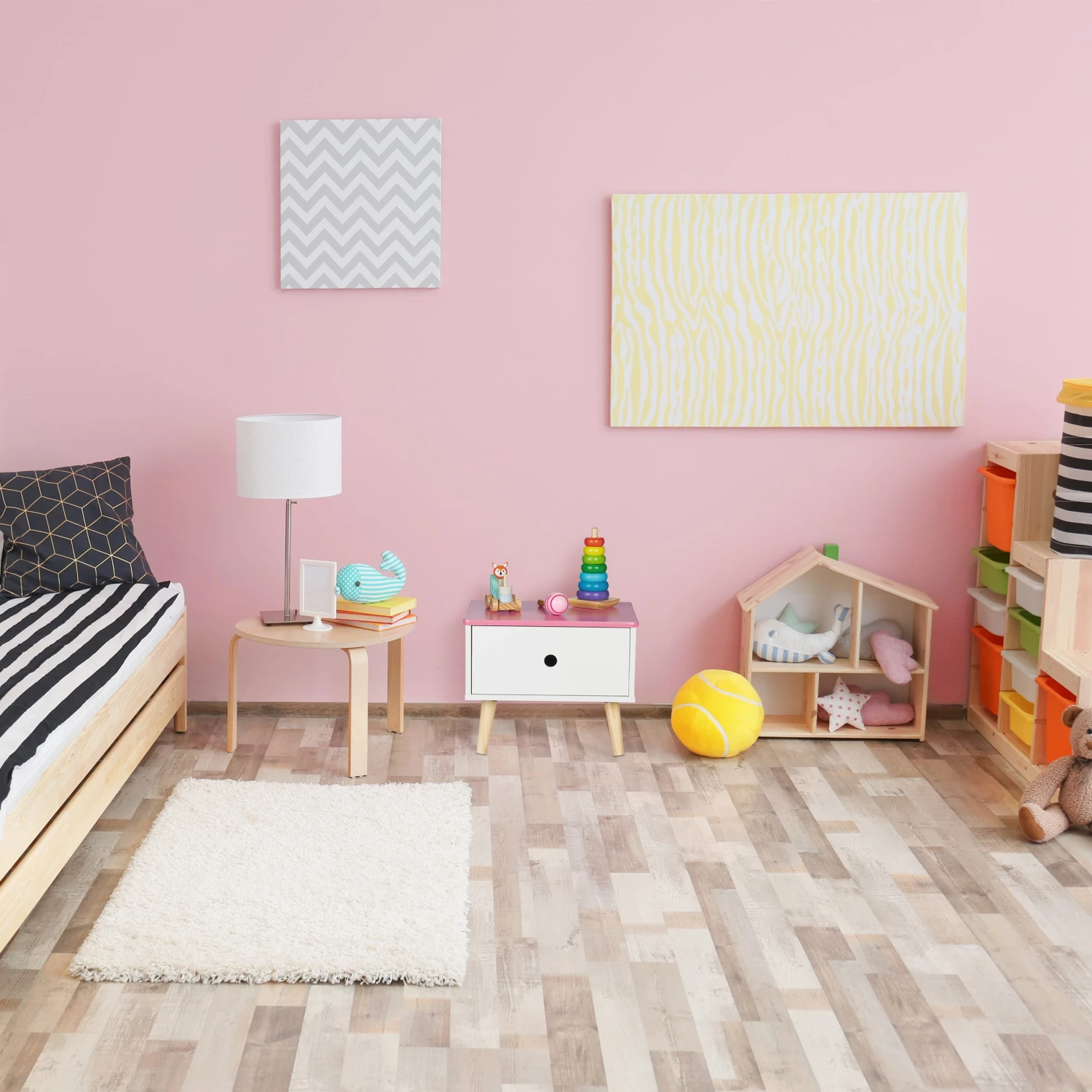 Kinder-Nachttisch In Weiß/ Rosa - (B)38 X (H)31 X (T)30 Cm – Bild 2