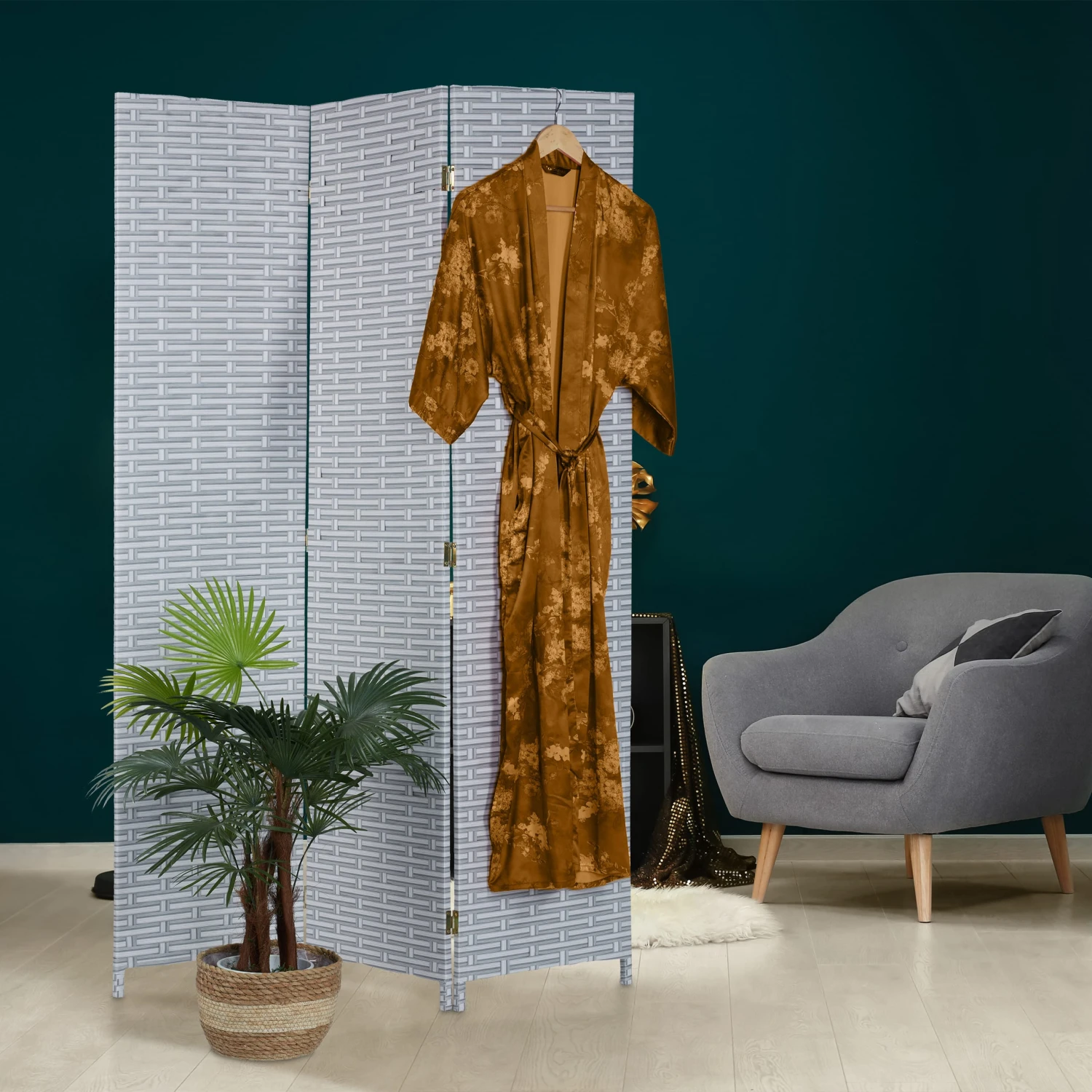 Paravent In Grau/ Weiß - (B)120 X (H)170 Cm – Bild 2