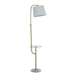 Stehlampe In Gold/ Weiß - (B)37 X (H)145 X (T)31 Cm