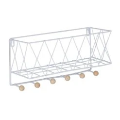 Wandregal Mit Hakenleiste In Weiß - (B)36 X (H)17 X (T)13 Cm