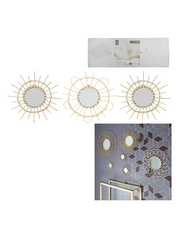 3er-Set: Spiegel In Natur - Ø 26 Cm – Bild 3