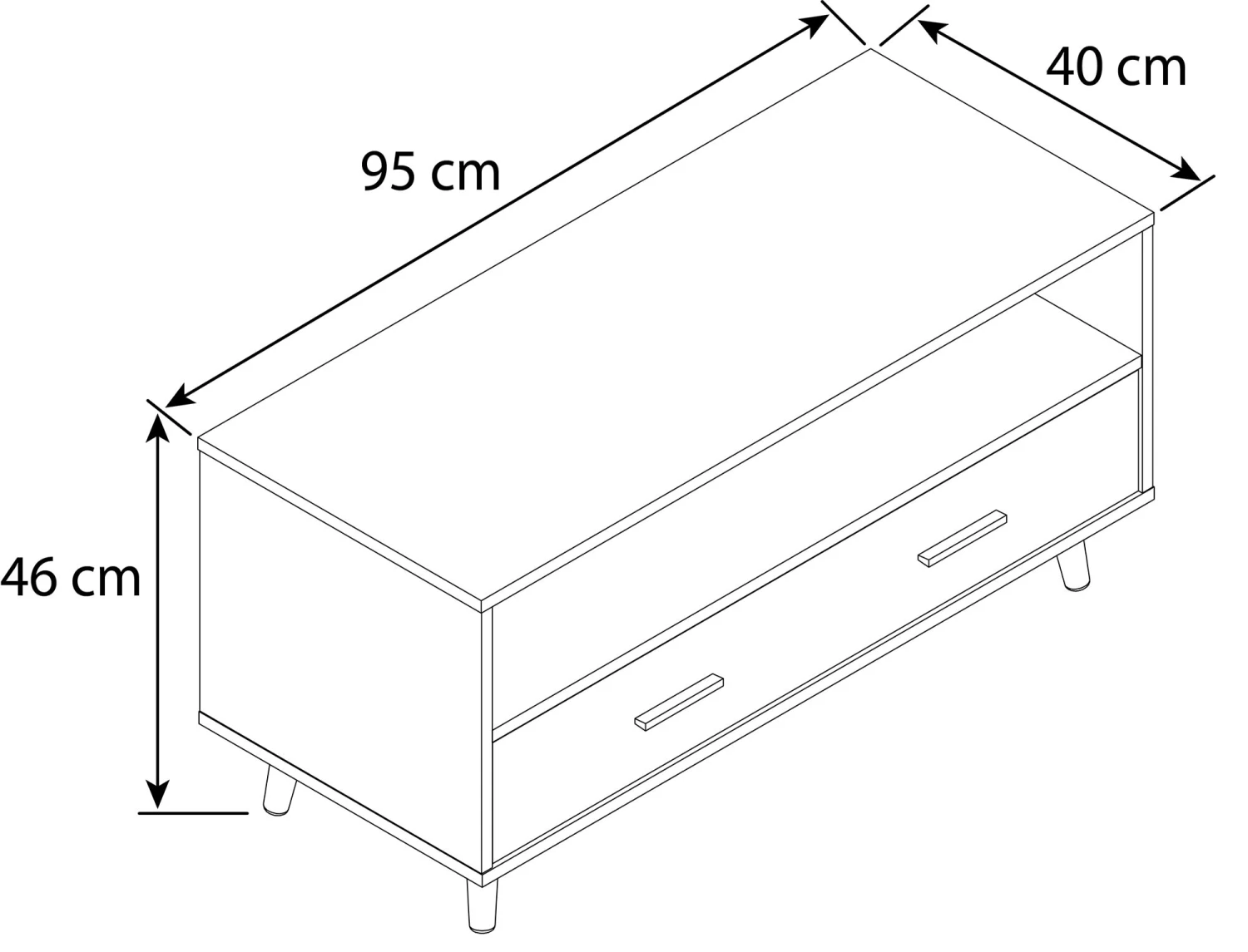 Sofatisch Couchtisch Schublade Lindas In Weiß / Honig-Eiche – Bild 2