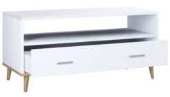 Sofatisch Couchtisch Schublade Lindas In Weiß / Honig-Eiche