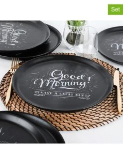 6er-Set: Speiseteller In Schwarz - Ø 28 Cm