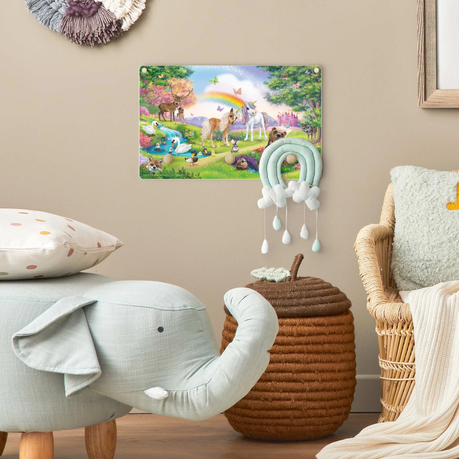 Kindergarderobe Holz - Animal Club Int. - Einhorn -Wald In Bunt – Bild 3