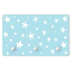 Kindergarderobe Holz - Gezeichn. Sterne Im Blauen Himmel In Blau